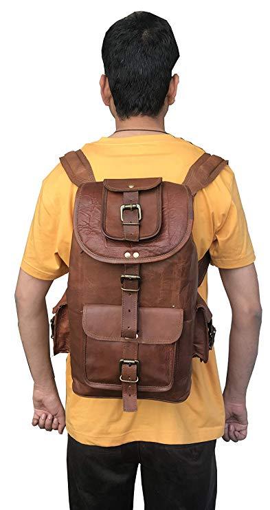 24'' Genuine Leather Vintage Handmade Casual College Day-Pack