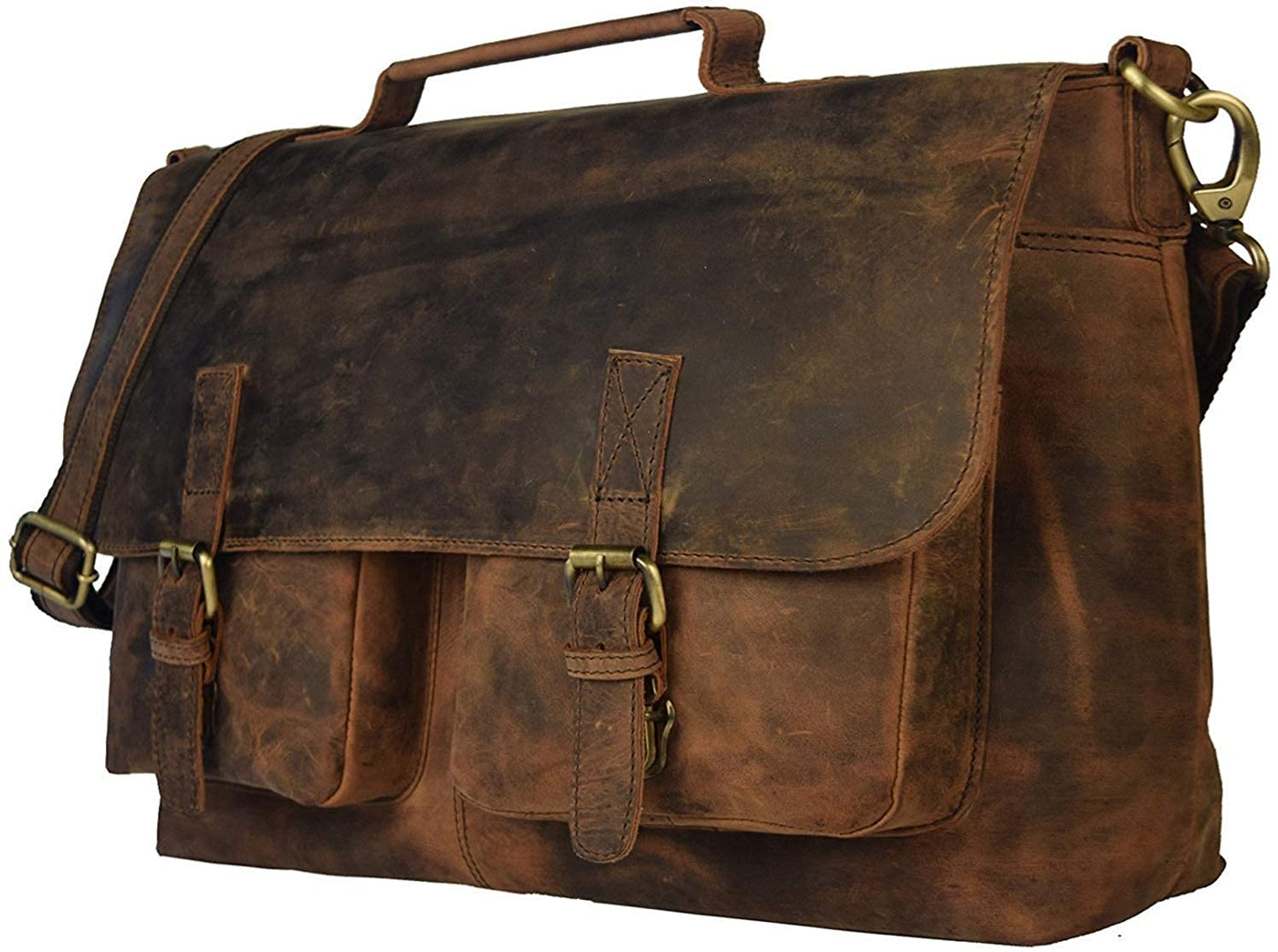 Cuero 18 Inch Retro Hunter Leather Laptop Messenger Bag