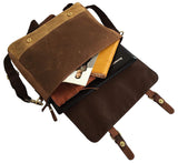 18 Inch Mens Messenger Bag Vintage Waxed Canvas Genuine Leather Large Satchel Shoulder Bag Canvas Leather Computer Laptop Bag Tablet Messenger Bag - cuerobags