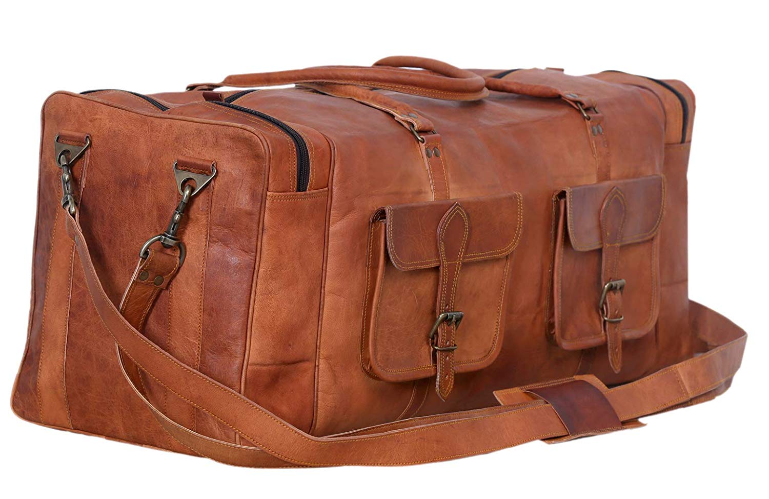 Leather Duffel Bag 30 inch Large Travel Bag Gym Sports Overnight Weekender Bag by Cuero Bags (30 inch) - cuerobags
