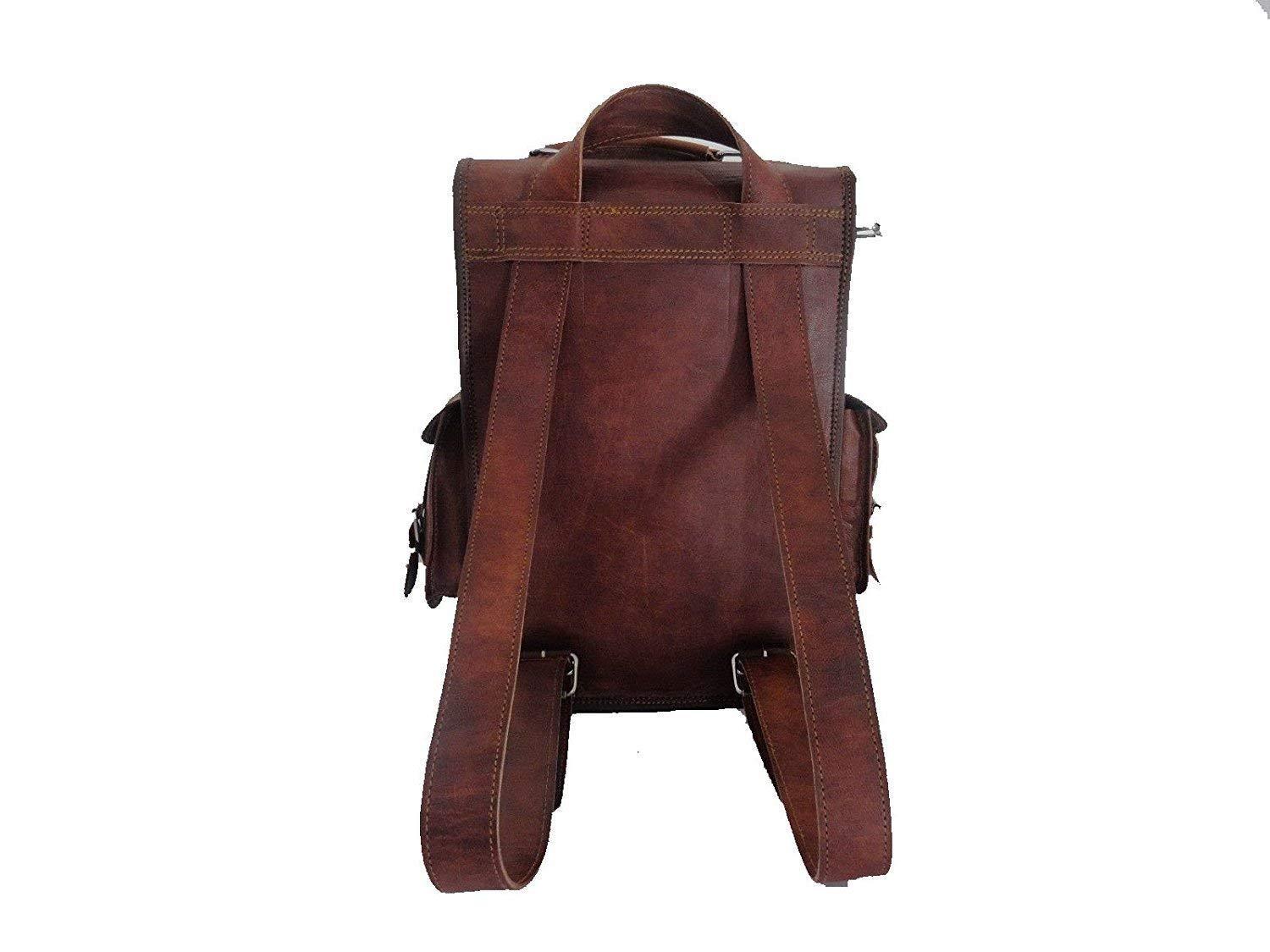 Brown Vintage Leather Backpack Laptop Messenger Bag Rucksack Sling For Men Women (11″ X 15″) - cuerobags