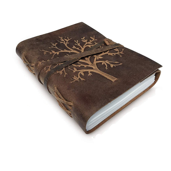 LEATHER JOURNAL TREE OF LIFE – WRITING NOTEBOOK HANDMADE LEATHER BOUND DAILY NOTEPADS FOR MEN & WOMEN BLANK PAPER LARGE 8 X 6 INCHES – BEST GIFT FOR ART SKETCHBOOK, TRAVEL DIARY & JOURNALS TO WRITE IN - cuerobags