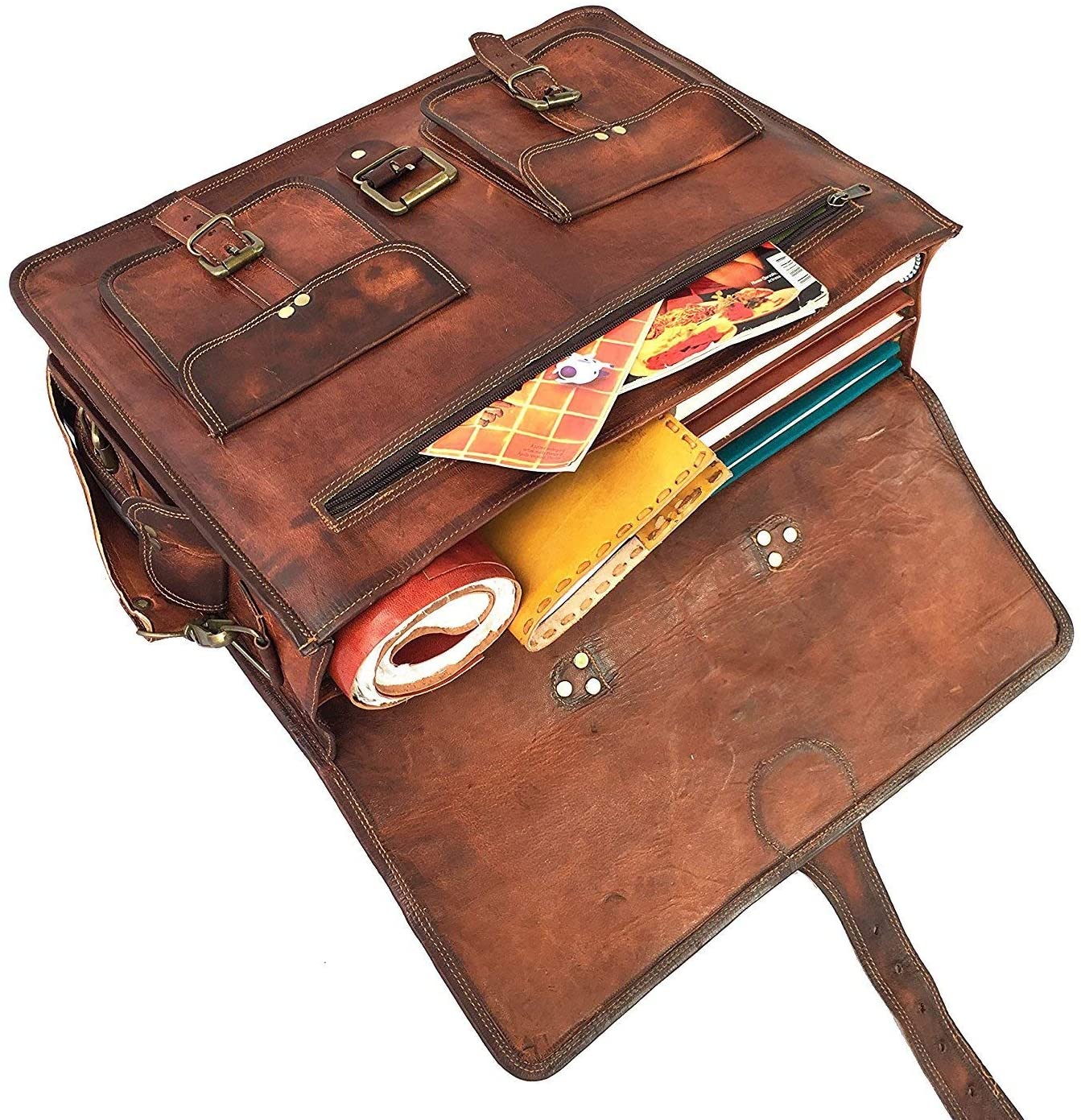 Vintage Handmade Leather Travel Messenger Bag