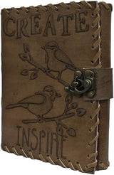 Leather Inspire Bird Embossed Antique Journal