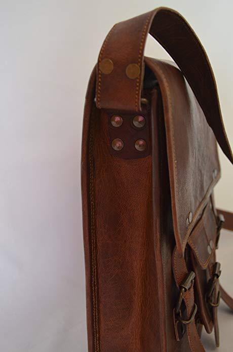 11 Inch Sturdy Leather Ipad Messenger Satchel Bag - cuerobags