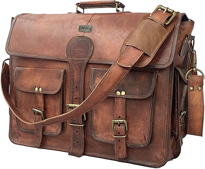 Vintage Handmade Leather Messenger Bag for Laptop Briefcase Best Computer Satchel School Distressed Bag
