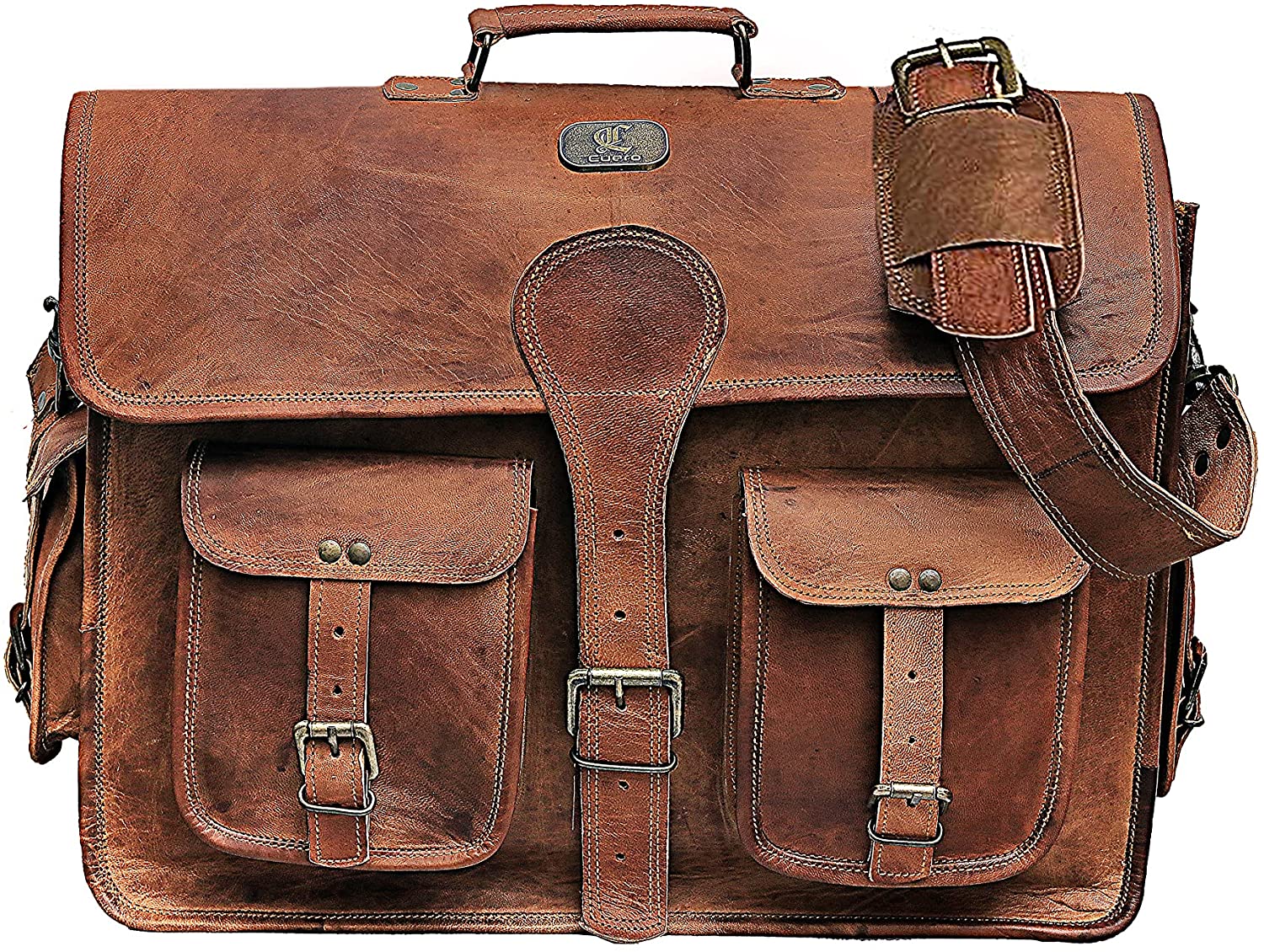 Vintage Handmade Leather Travel Messenger Bag