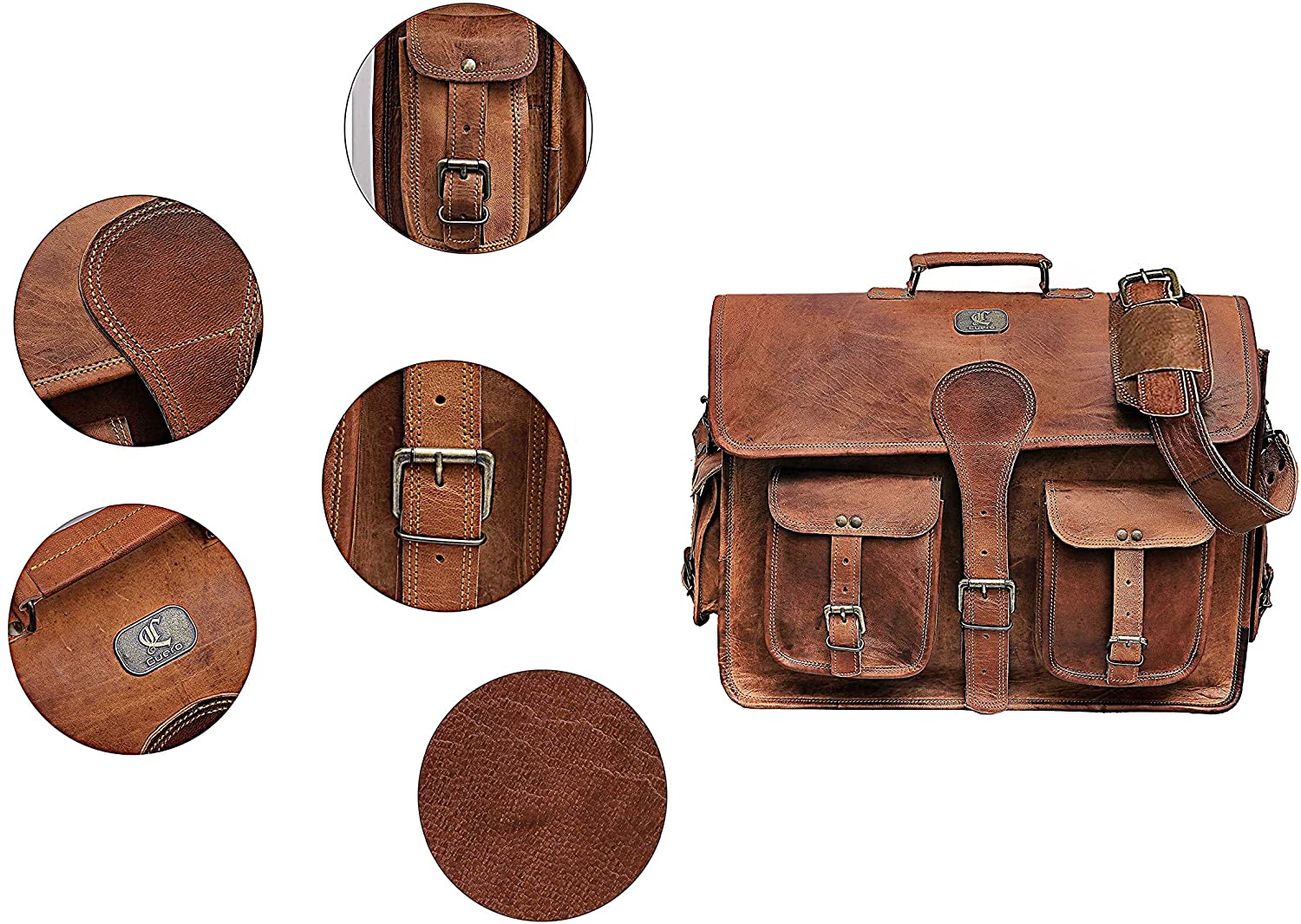 Vintage Handmade Leather Travel Messenger Bag
