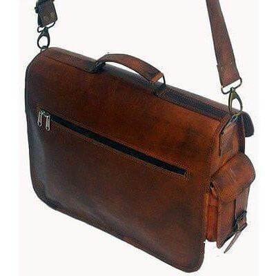 HANDMADE VINTAGE BROWN LEATHER BRIEFCASE 15" | 16 | 18" - cuerobags