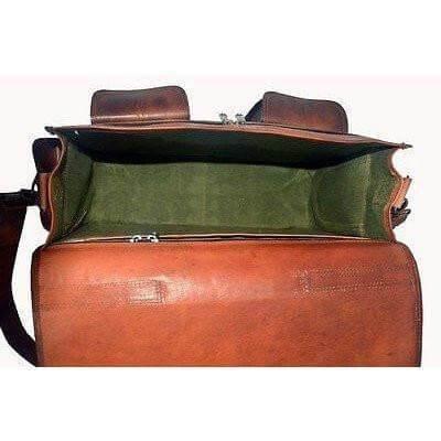 HANDMADE VINTAGE BROWN LEATHER BRIEFCASE 15" | 16 | 18" - cuerobags