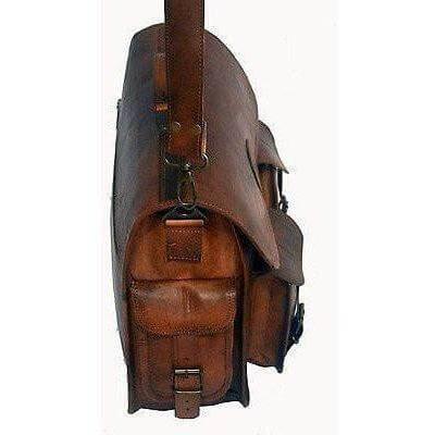 HANDMADE VINTAGE BROWN LEATHER BRIEFCASE 15" | 16 | 18" - cuerobags