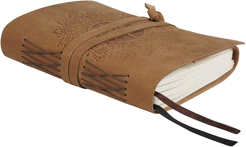 Leather Journal Mandala & Tree Engraved Leather Bound Journal