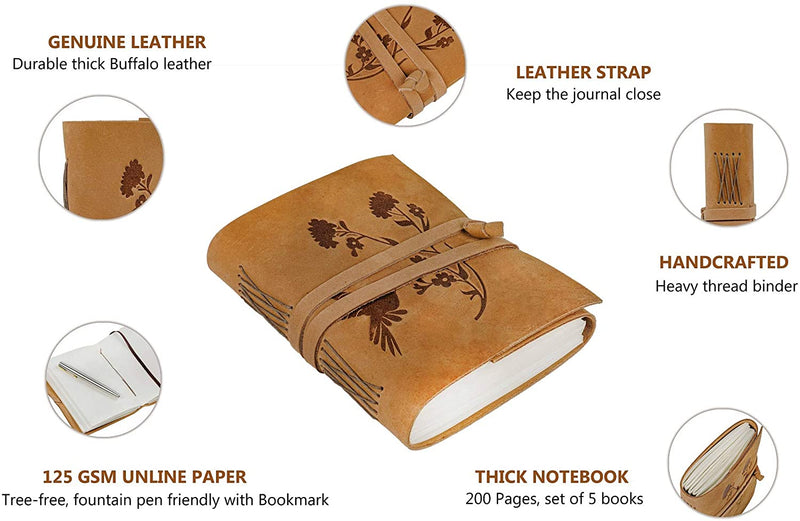 Leather Journal Tree & Bird Leather Bound Writing Journal