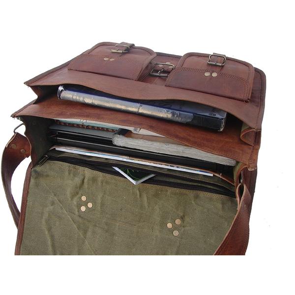 HANDMADE BROWN VINTAGE LEATHER BRIEFCASE BAG ( 15",16",18" ) - cuerobags