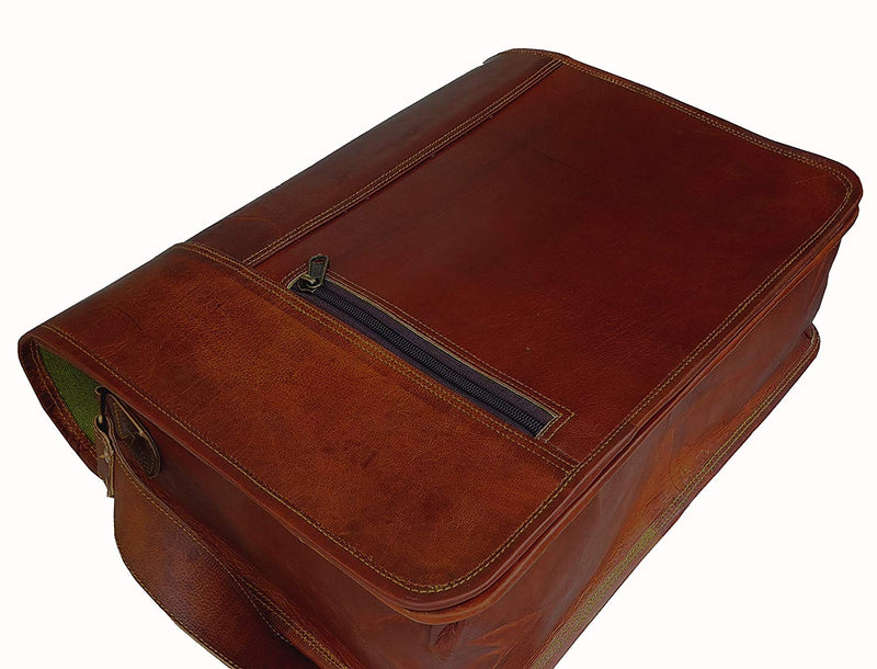 Leather Laptop Messenger Bag Vintage Briefcase Satchel For Men And Women- 16 Inch - cuerobags